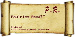 Paulnics René névjegykártya